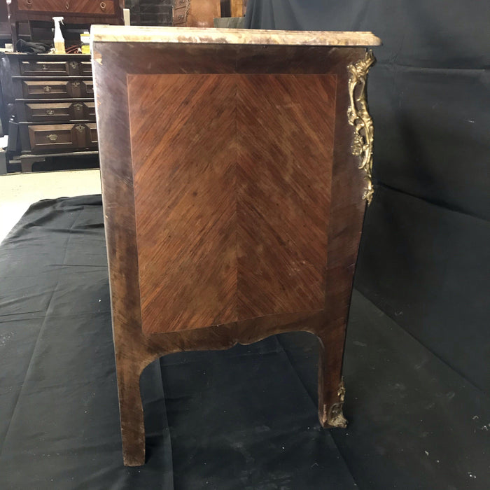 Antique Marble Top Louis XV Commode - Side View - For Sale