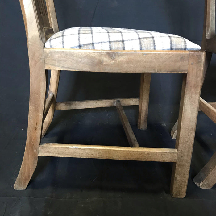 Gorgeous Early British Chairs Newly Reupholstered in Neutral British Tartan