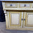 Spectacular 19th Century French Marble Countertop Sink Cabinet with Original Paint and Zinc Sink Bowl