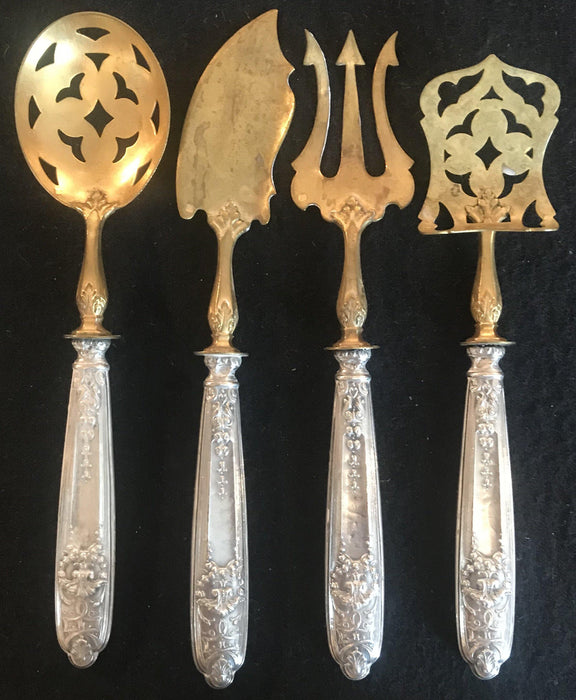 antique French Silver and Gold Dessert Hors D'oeuvre Set