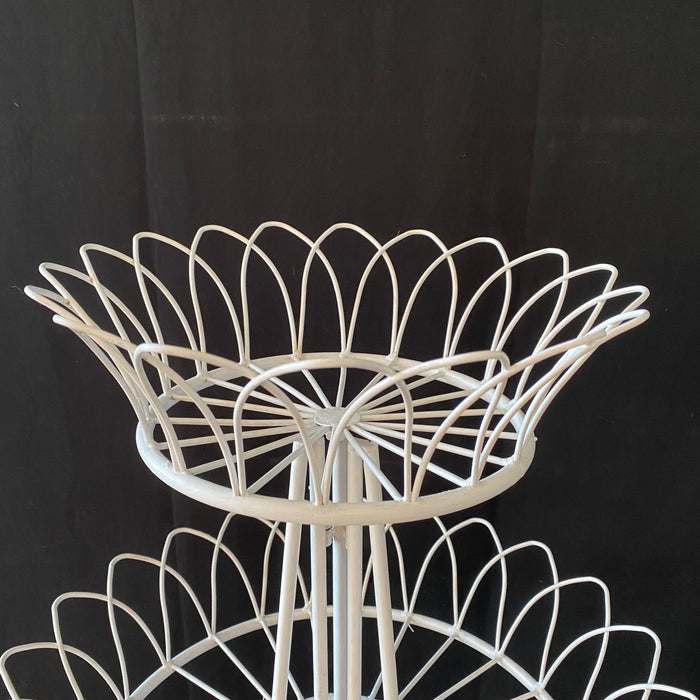 French Round Three-Tier Iron Wire Plant Stand