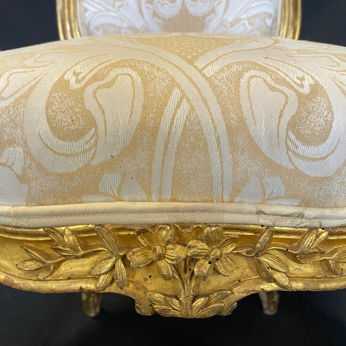 Pair of French Louis XV Gold Slipper Chairs