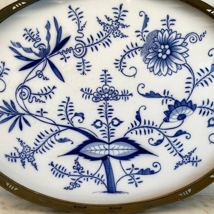1910-1930 Early Dresden Villeroy & Boch Blue and White Porcelain Tray