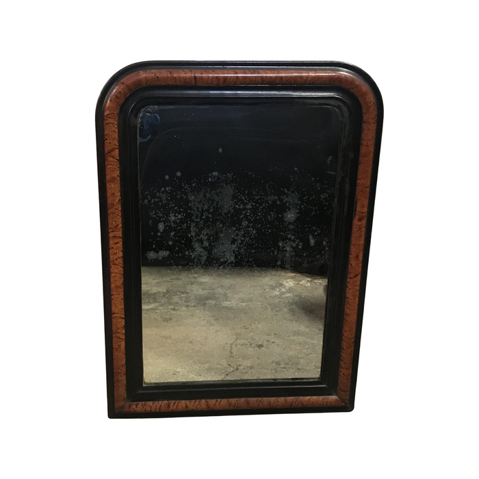 Antique faux painted wood and ebony mirror 