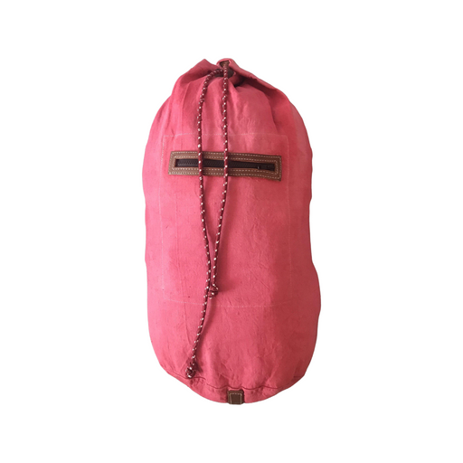 French Red Linen Bag Duffle Backpack by London-based Artist