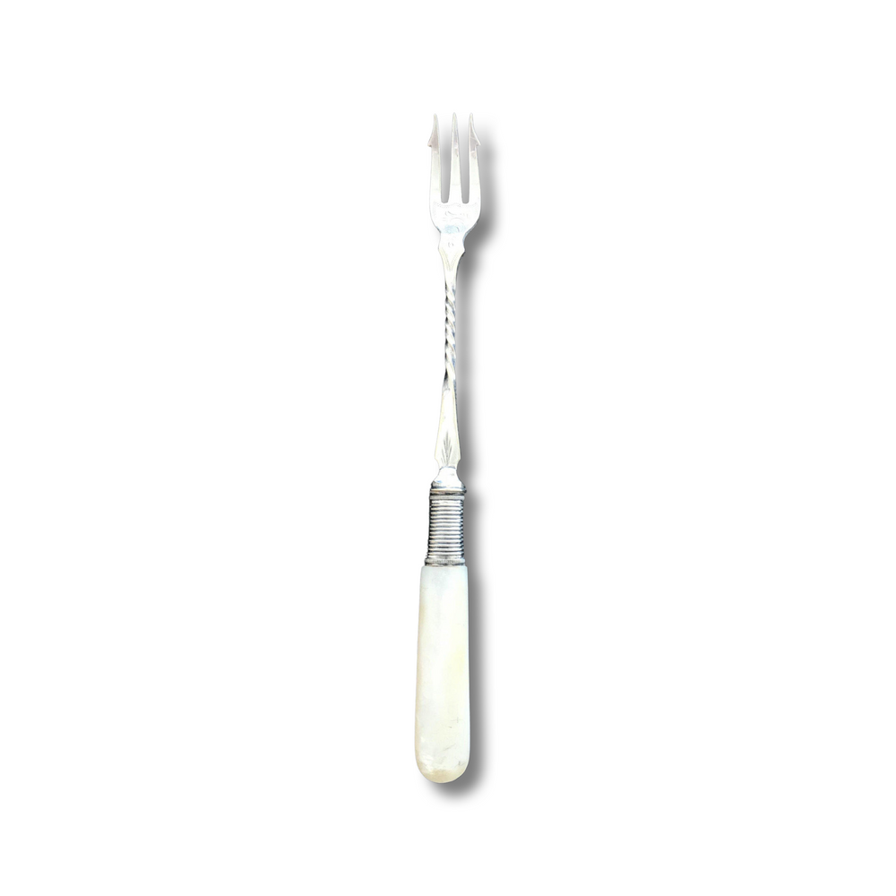 French Silver and Mother of Pearl Pickle Fork or Serving Fork