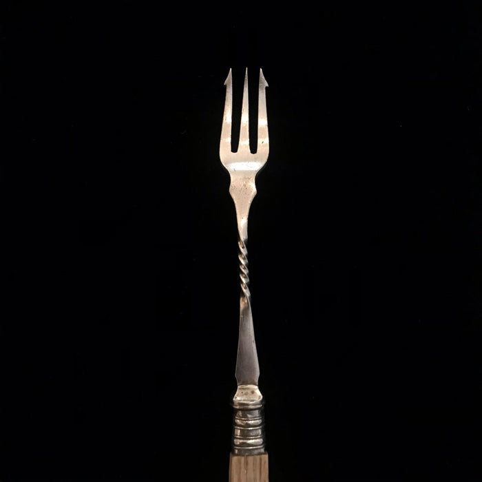 Antique British Silver and Bone Pickle Fork or Serving Fork