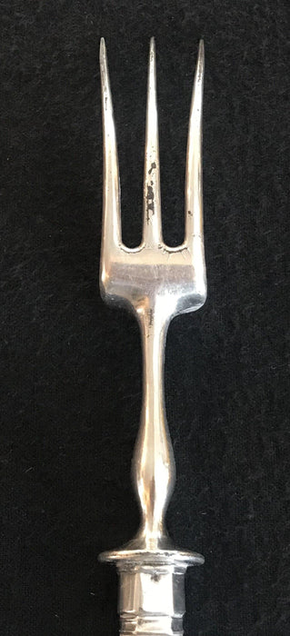Antique silver serving knife and fork set 