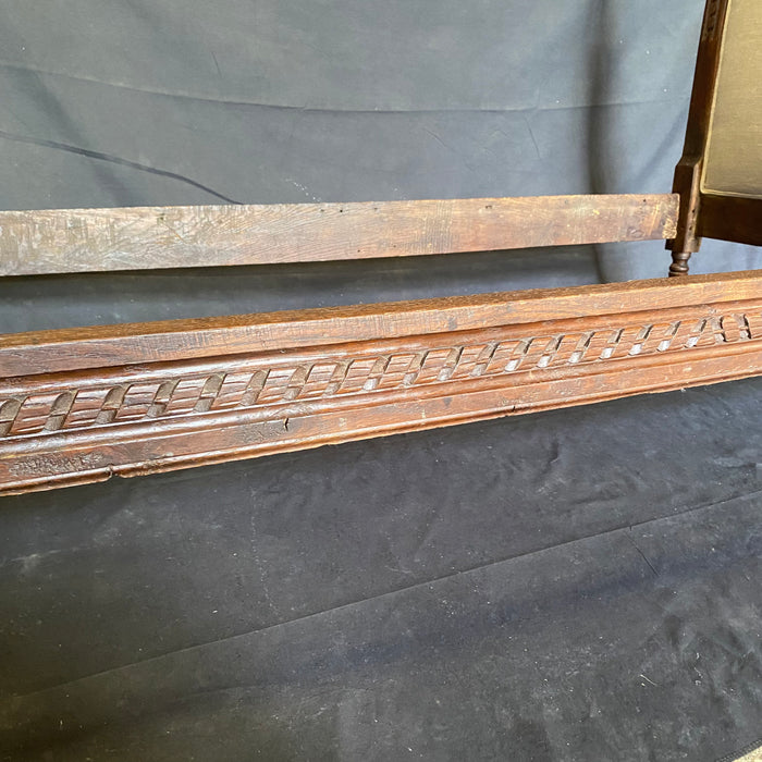 Early Highly Carved Elizabethan Daybed or Bed Newly Reupholstered