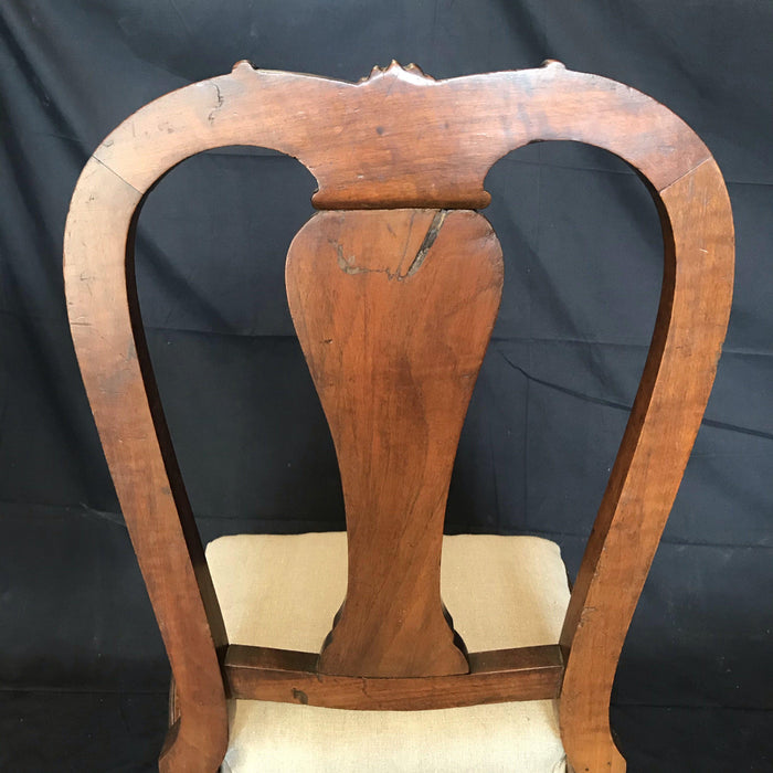 Set of Four Carved Walnut English Chairs with Ball and Claw Feet