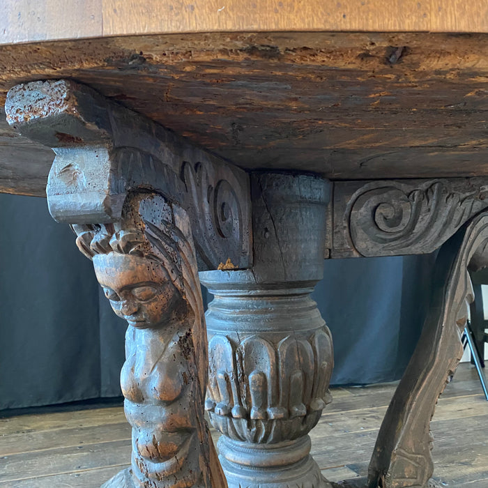 Majestic Museum Quality Italian Carved Baroque Renaissance 18th Century Figural Entry Accent Table