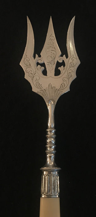 Antique British Silver Bread Fork or Serving Fork or Hors D'oeuvres Fork