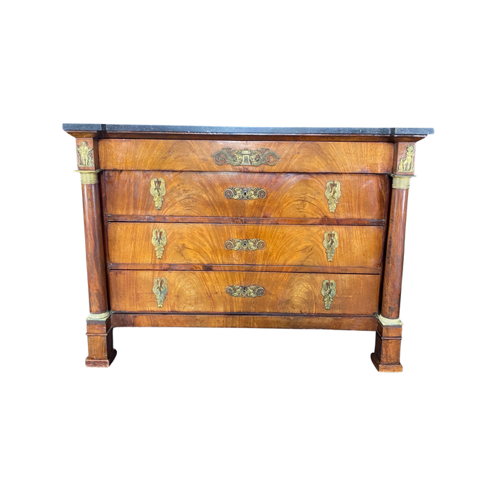 19th Century French Marble Top Commode - Front View - For Sale