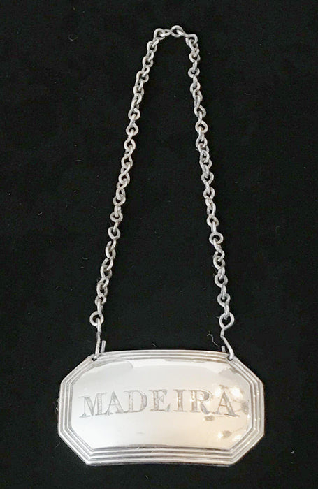 Antique silver liquor madeira label 