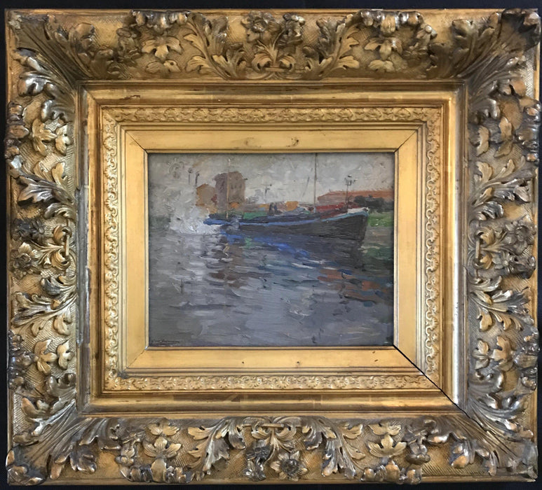 Nautical Impressionist Oil Painting by French listed artist E. Godfrinon 1878-1927 (1922) for sale