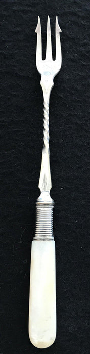 French Silver and Mother of Pearl Pickle Fork or Serving Fork