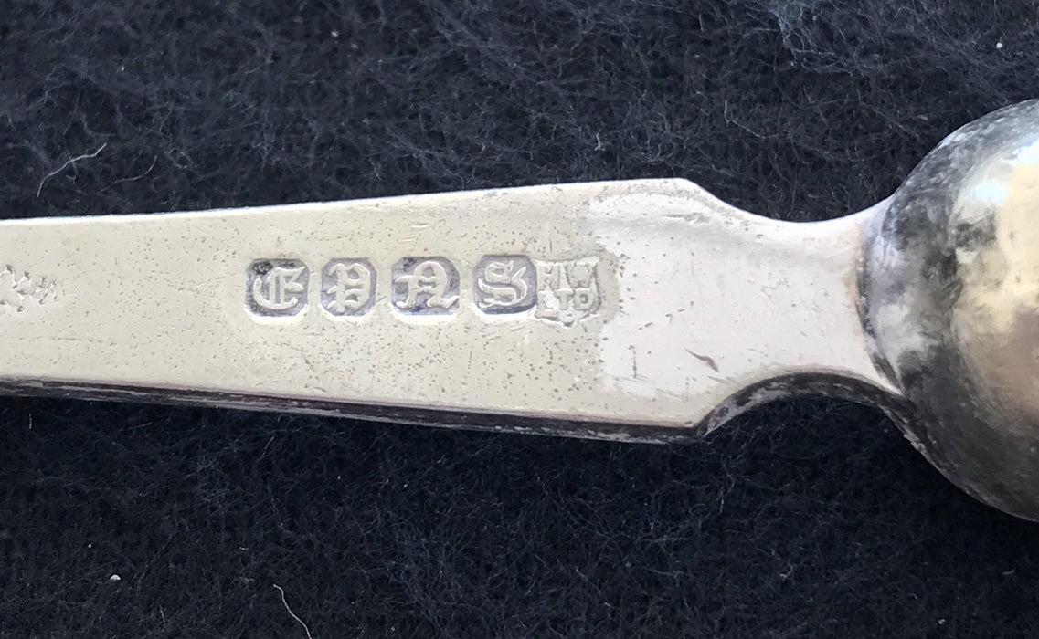 Antique British Bread Fork or Serving Fork with Hallmarks and Carved Twig Handle