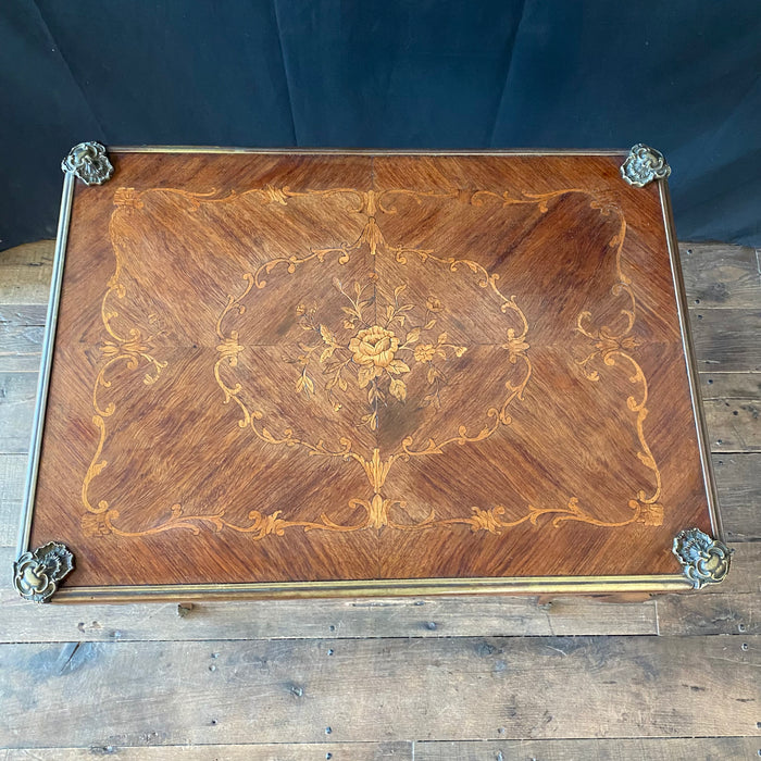 Antique French Louis XV Walnut Marquetry Inlaid Card and Backgammon Table, 19th Century