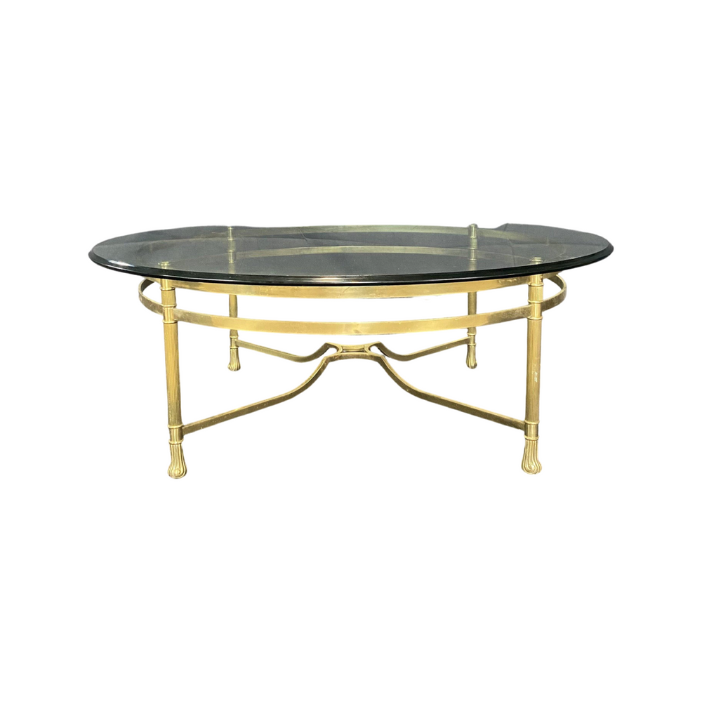 Classic Midcentury Labarge Brass and Glass Coffee or Cocktail Table Regency Modern