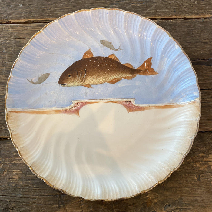 19th Century Hand Painted Signed Porcelain Fish Platter with 10 Matching Plates by Franz Anton Mehlem