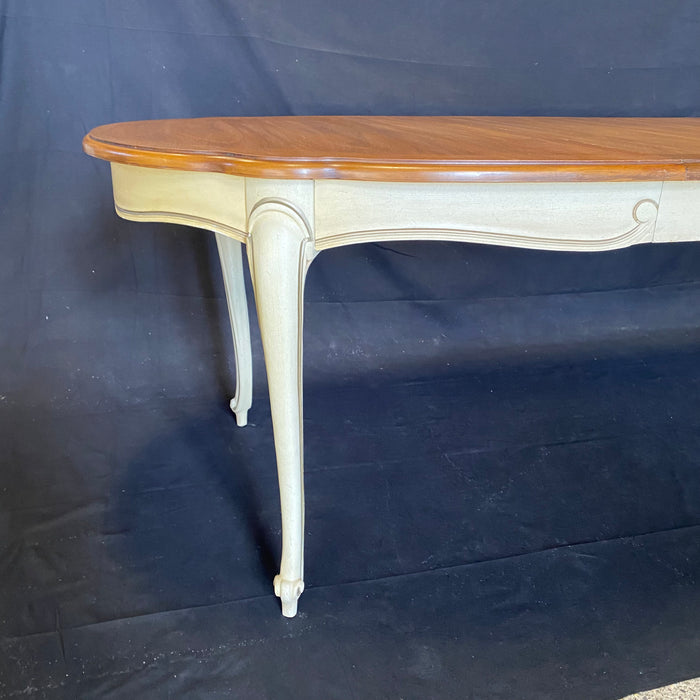 French Louis XV Style Midcentury Walnut Dining Table