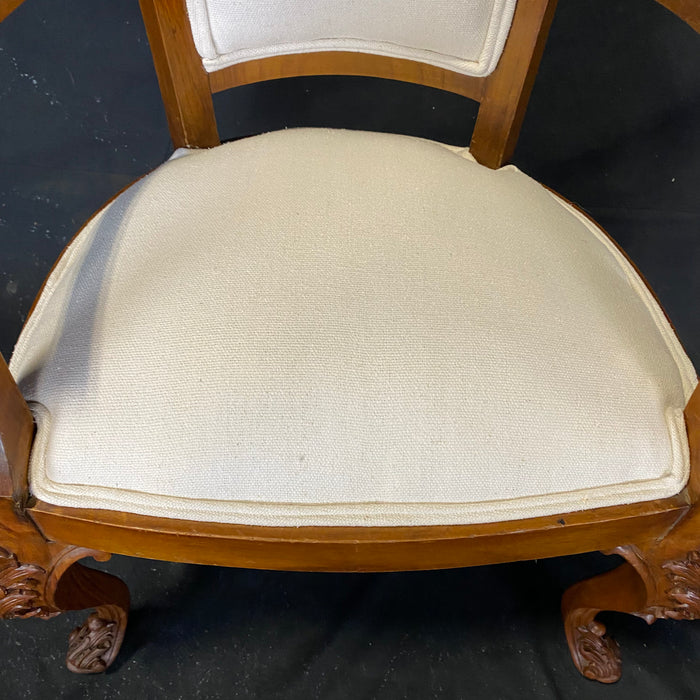 French Louis XV Carved Walnut Chair and Ottoman Set — The Art of Antiquing
