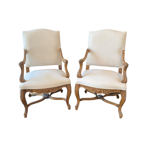 Pair of Antique French Louis XV Fauteuils or Armchairs