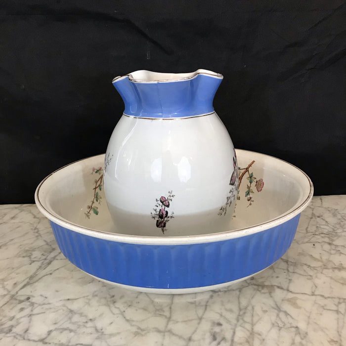 British Stone China Pitcher and Bowl Set by Maddock & Company