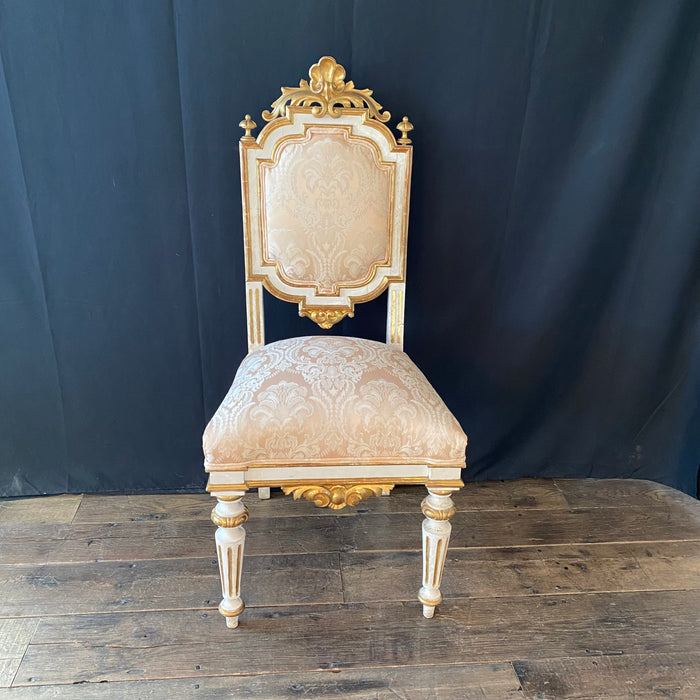 Pair Italian Chairs with Gold Gilt and Original Chalk Paint