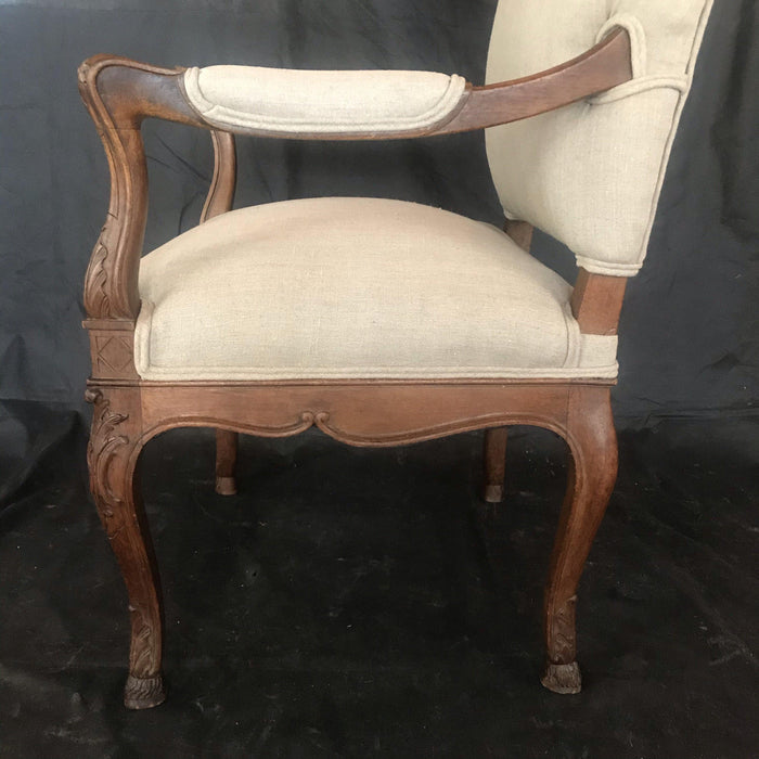 Antique French Walnut Armchair 19th Century - Leg View - For Sale