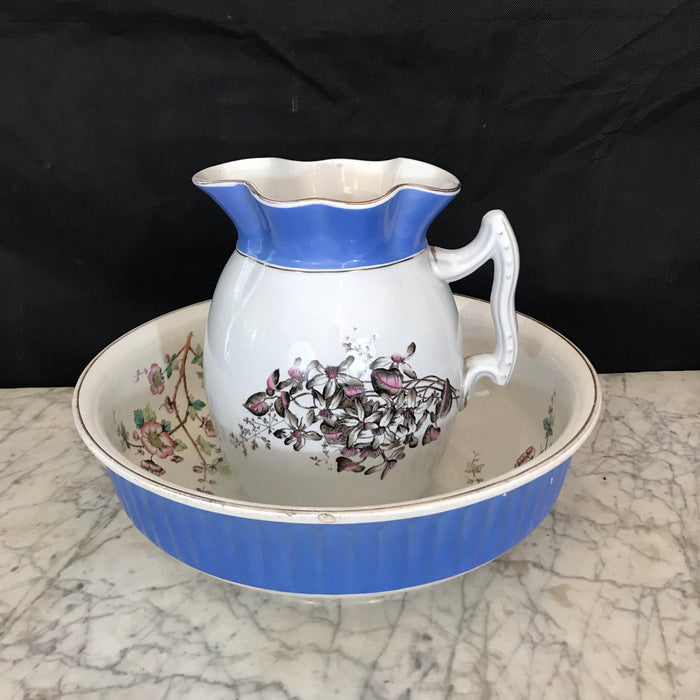 British Stone China Pitcher and Bowl Set by Maddock & Company