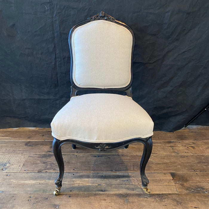 French 19th Century Ebony Napoleon III Side or Parlor Chair