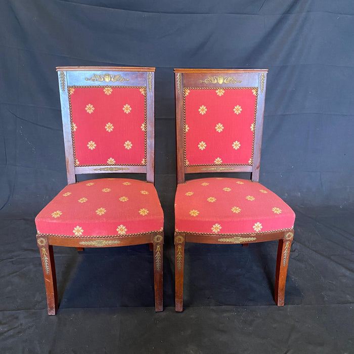 Antique French Empire Settee - Front View of Side Chairs - For Sale