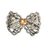 Antique silver butterfly brooch or pin with orange center stone 