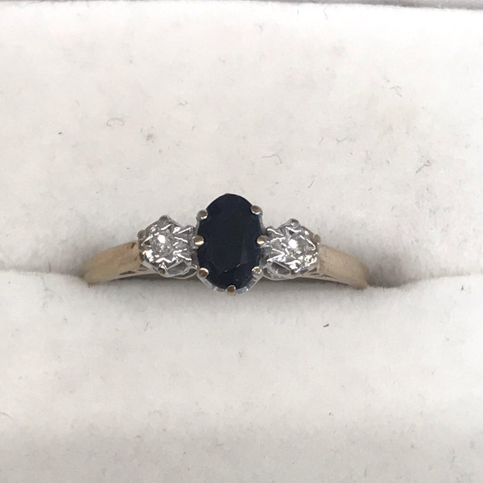 Antique sapphire and diamond engagement ring 