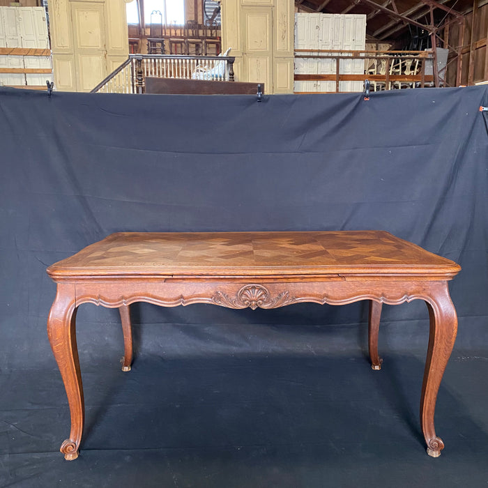 19th Century French Dining Table with Leaves - Front View Closed - For Sale