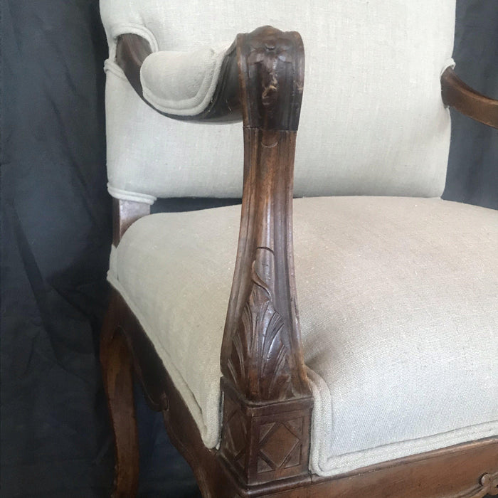 Antique French Regency Style Armchair - Detail Carving View - For Sale