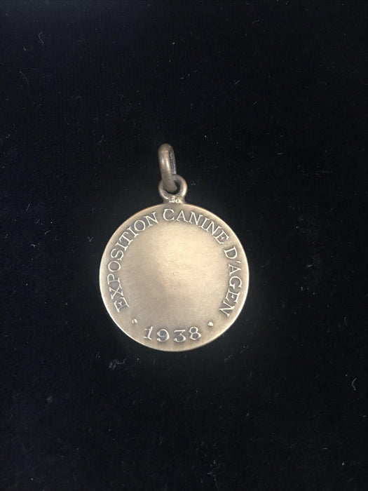 Signed French Dog Show Medal/Award: 1938 Canine Pendant: Exposition Canine D'Agen 1938 dog race for sale