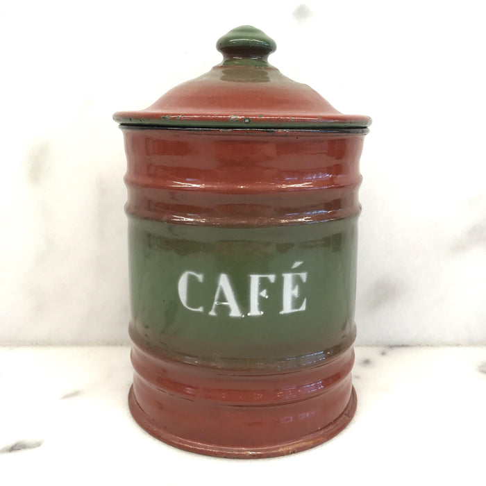 Six Piece French Enamel Kitchen Canister Set Red/Green To Buy