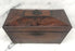Antique wooden tea box with red interior and glass bowl