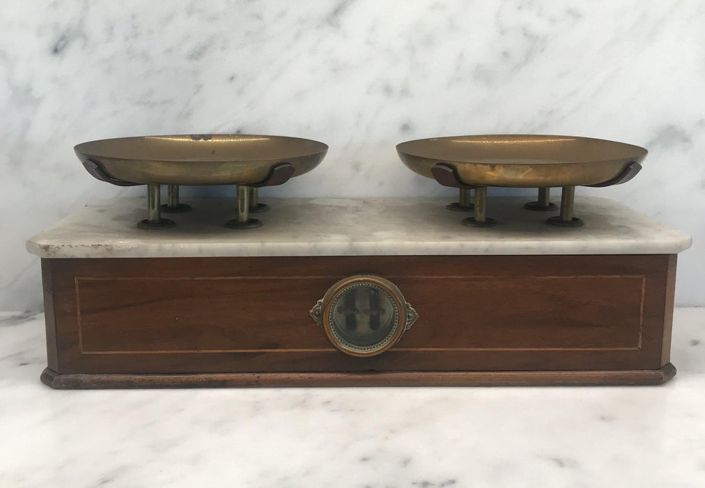 Antique Weight Balance Scale With Marble Base Decorative