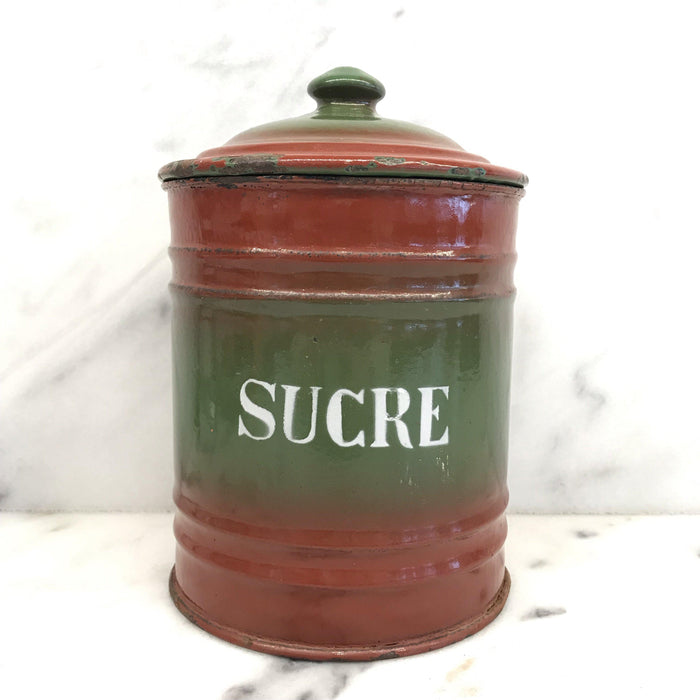 To Buy: Six Piece French Enamel Kitchen Canister Set Red/Green