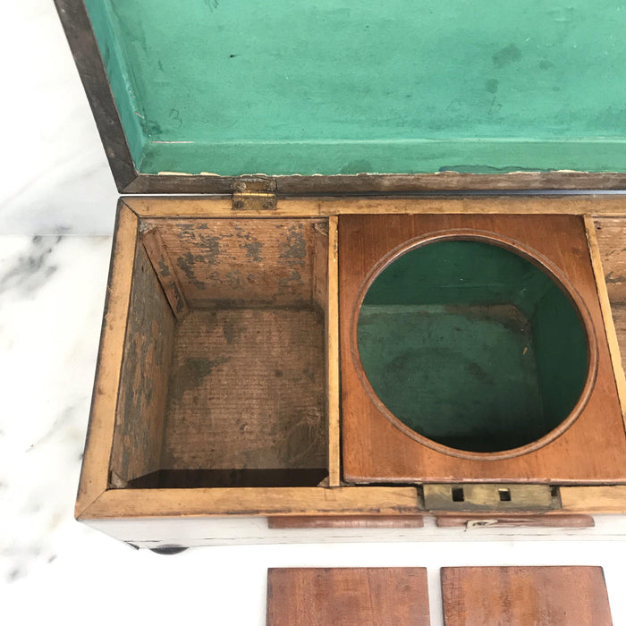 Georgian Tea Box with Original Interior and Key and Ivory Pulls