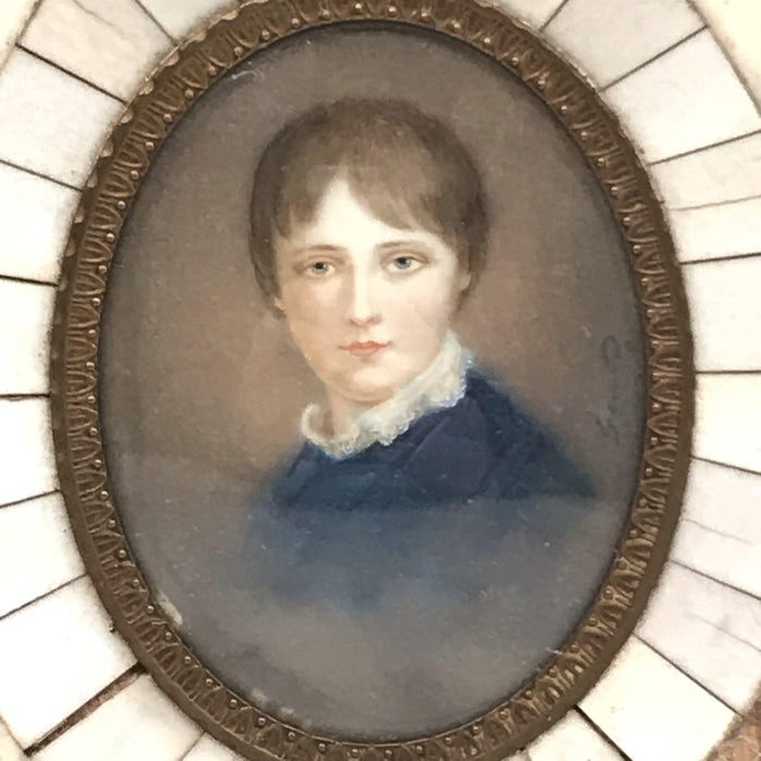 Painting of a young man in shell frame 