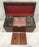 Antique wooden tea box with red painted interior