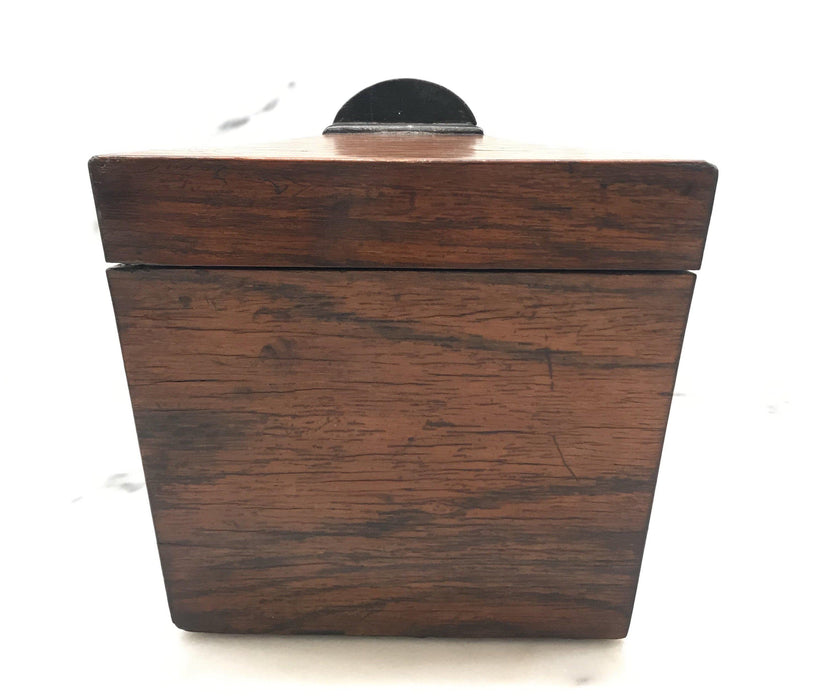 Antique wooden tea box with red painted interior