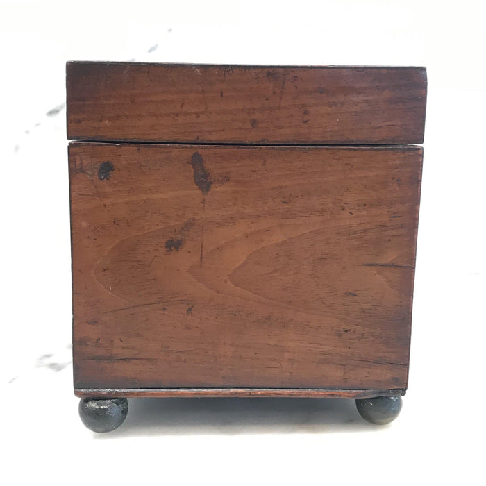 Antique wooden tea box with inlay and two compartments 