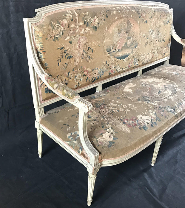 Aubusson French antique sofa for sale Louis XVI