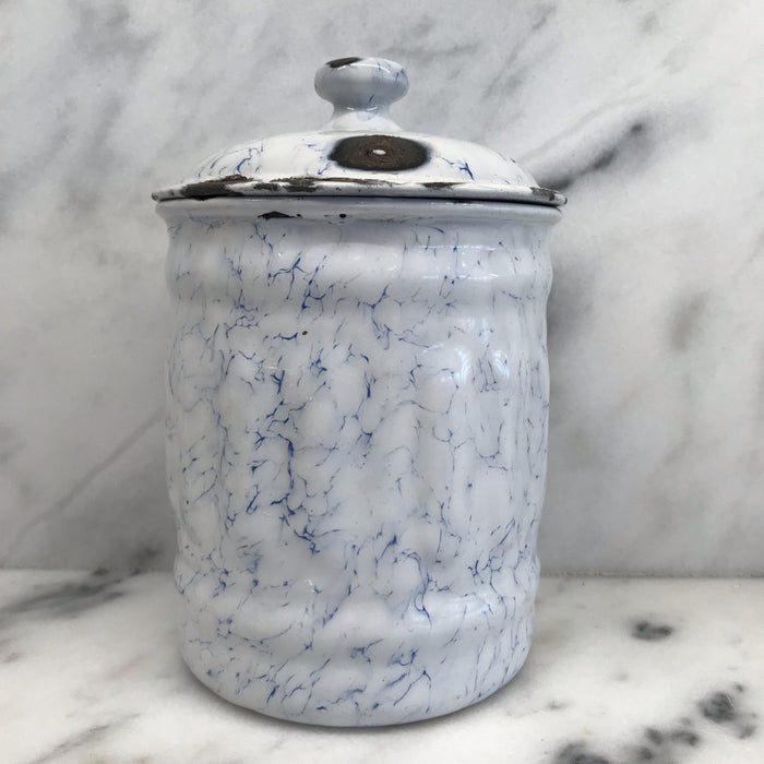 Antique French enamel 3 piece canister set 