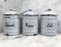 Antique French enamel 3 piece canister set 